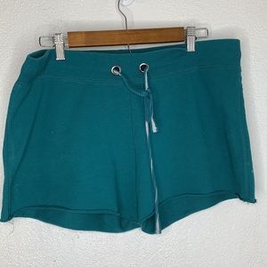 Y2K Lei Teal Lounge Shorts Drawstring Floral Graphic Cotton Juniors XL beach
